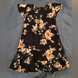 Black floral dress with buttons